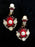 Old Czech Crystal Glass Red Opaque White Cameo Rhinestone Handmade HUSAR.D Signed Drop Dangle Clip Earrings Czechoslovakia Jablonec Earrings