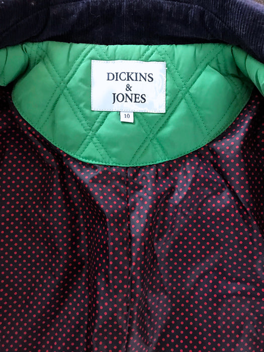 Dickins & Jones Quilted Kelly Green Navy Blue Corduroy Trim Bodywarmer Jacket Coat