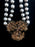 RARE 50s DeMario Victorian Style 2 Strands Faux Baroque Pearls Ornate Filigree Pendant Necklace