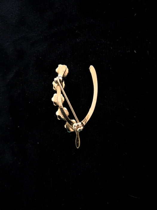 Lucky Wishbone Gift Brooch Lapel Pin with Faux Pearls