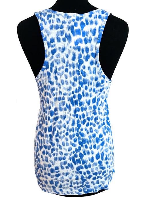 BNWT Blue & White Cheetah Animal Print Sequinned Racerback Top