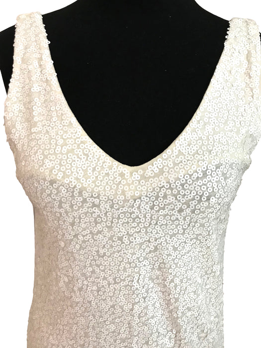 BNWT Ivory Cream Off White V-Neck Sequinned Cotton Tank Top