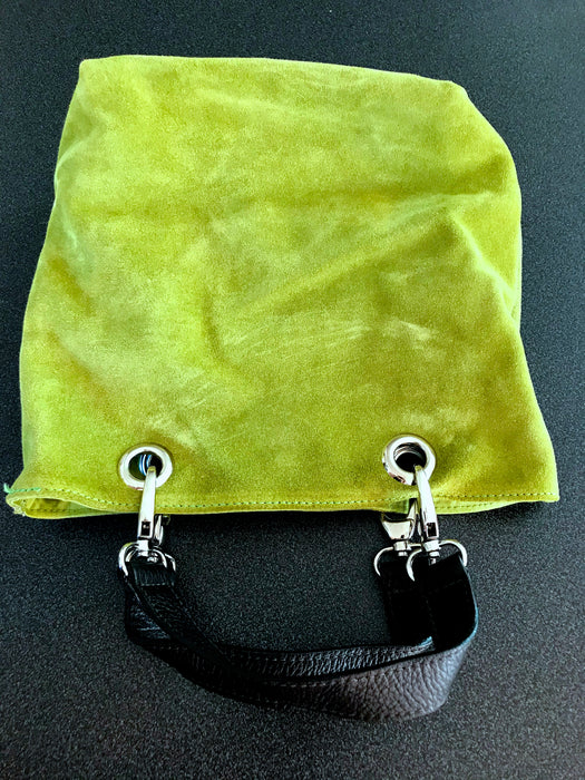 NWOT Hobbs London Lime Green Chartreuse Genuine Suede Leather Hobo Tote Handbag