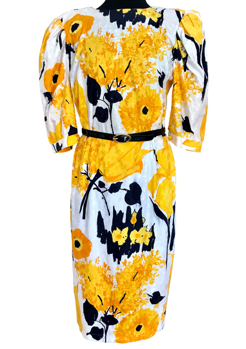 80s Backless Bumblebee Tulip Dynasty Power Wiggle Cocktail Dress