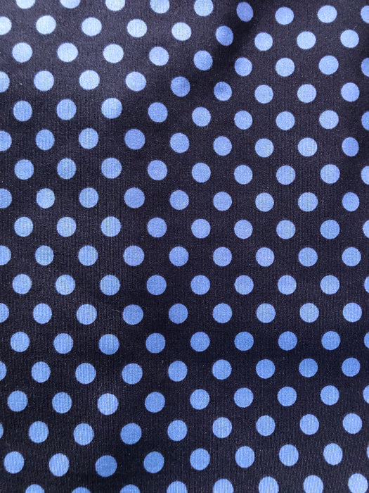 BNWT High Waist Indigo & Baby Blue Polka Dot Form Fitting Pencil Midi Skirt