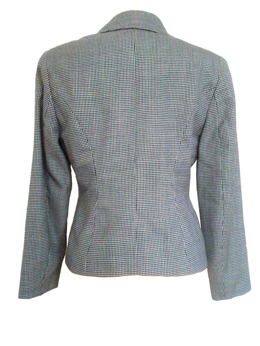 80s Ann Taylor Classic Wool Herringbone Short Jacket Ann Taylor Size 6 Petite Black & White Structured Jacket Collared Jacket