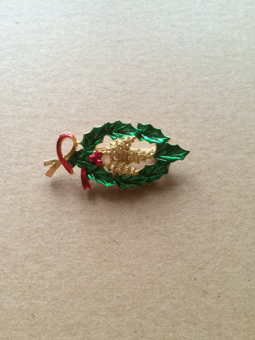 Vintage GERRY'S Signed Gold Tone Holly Victorian Pinecone Christmas Scatter Brooch Pin Festive Holiday New Year Party Gift for Her