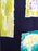 80s 100% Silk Country Casuals Navy Purple Botanical Geometric Art Deco Style Print Boat Neck Sheath Tank MOD Sleeveless Tea Party Midi Dress