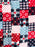 80s-90s 100% Cotton Red Blue & White Patchwork Floral Pleated Folk Grunge Pinafore Maternity Layer Lagenlook Shirtwaist V-Neckline Day Dress