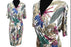 80s Botanical Tropical Hawaiian Print Viscose Jersey Slinky Wrap Plunge Neck Kimono Sleeve Career Office Wear Cocktail Party Occasion Dress