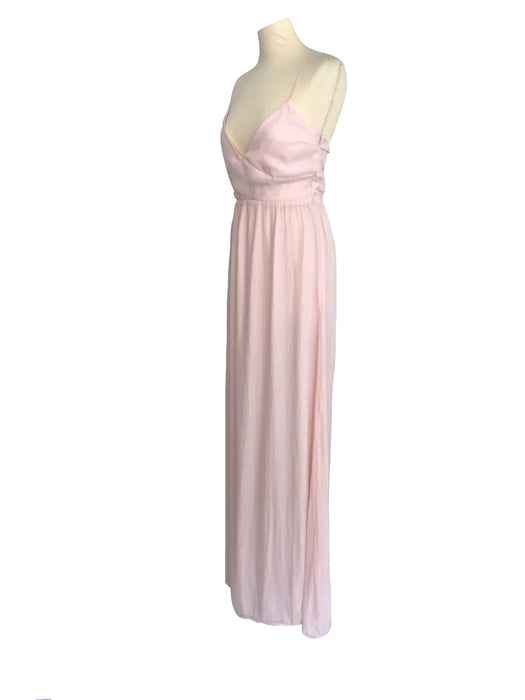 Baby Pink Silky Grecian Ball Gown, Bridesmaid Floor Length Maxi Dress, Goddess Pink Summer Ball Gown, Draped Pink Wedding Sexy Evening Dress
