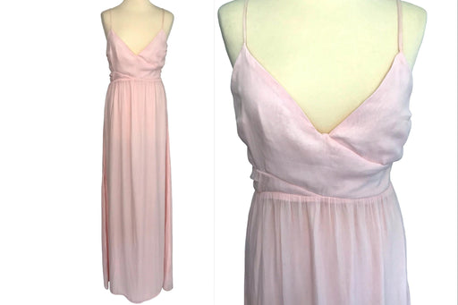 Baby Pink Silky Grecian Ball Gown, Bridesmaid Floor Length Maxi Dress, Goddess Pink Summer Ball Gown, Draped Pink Wedding Sexy Evening Dress
