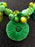 Green Murano Glass 24kt Gold Leaf Layered Hand Blown Bib Charm Necklace