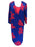 80s does 20s Silk Cobalt Blue & Red Flapper Blouson Hibiscus Tropical Print Faux Wrap Dress