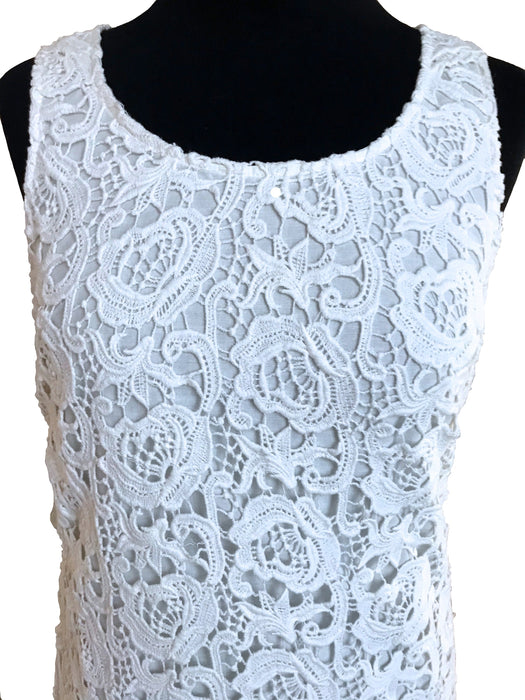 60s MOD Style Cotton Lace Little White Summer Dress