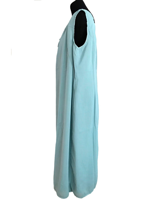 Powder Blue Crinkled Chiffon Tent Sack Summer Sleeveless Trapeze Dress
