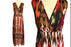 Samarkand Print Empire Waist Boho Maxi Dress, Plunge Neck Sleeveless Summer Festival Dress, Prom Asian Print Column Floaty Chiffon Dress