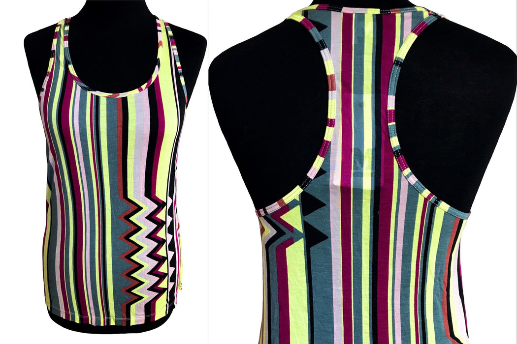 Missoni Cotton Striped Graphic Print Racer Back Athletic Yoga Summer Top