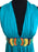 90s Arizona Turquoise Blue Plunge Neck Rainbow Beaded Tunic Top with Open Back