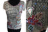 100% Cotton Sheer Mesh Fancy Embellished Summer Top, Embroidered Applique Patchwork T-Shirt, Casual Street Style Grunge Graphic Sequin Top