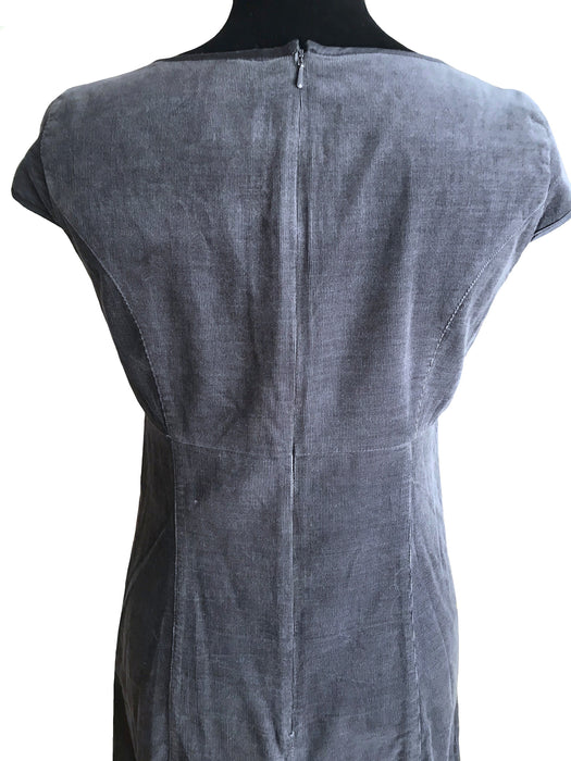MOD Style Dove Grey Needle Cord Applique Panel A-Line Slip Dress