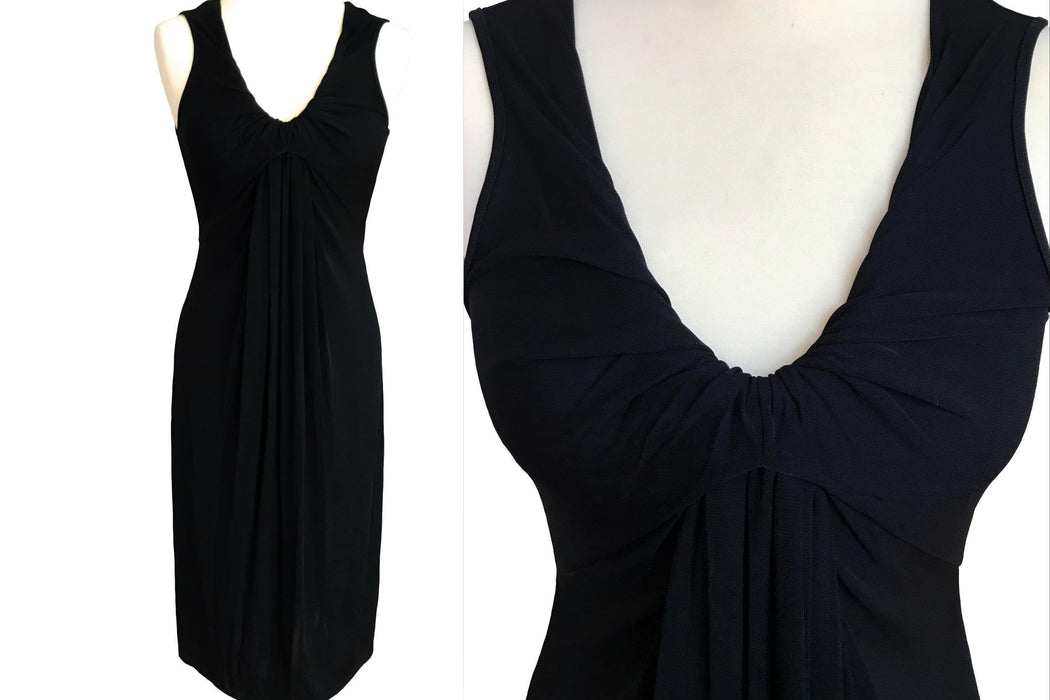 Classy French Twist Front Detail Wiggle Sheath Cocktail Little Black Dress