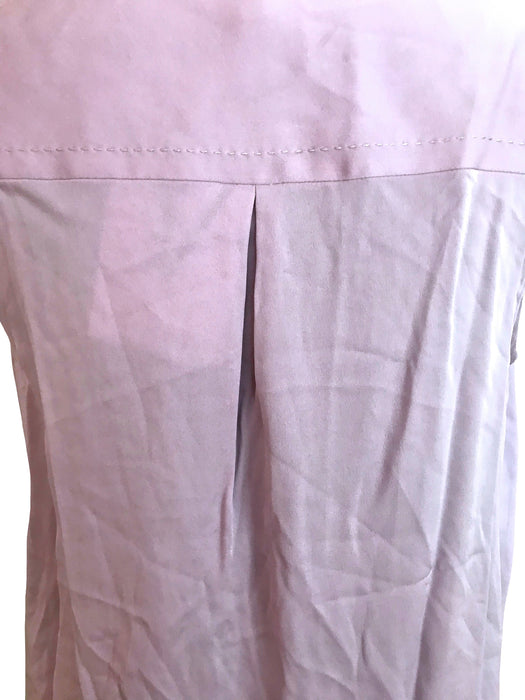 DVF Silk Lilac Lavender Pastel Color Flapper Top, Plunge Neck Sleeveless Draped Blouse, 20s Gatsby Style V-Neck Smart Formal Top Blouse Top