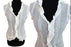 White Crinkled Frill Trim Viscose Top, Semi-Sheer Jabot Frilled Hem Cap Sleeves Summer Boho Fitted V-Neck Ladies Career Blouse w/ Pin Tucks