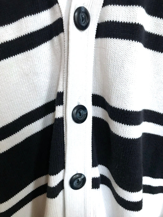 80s Unisex Plus Size Nautical Cardigan, Cotton Knit Striped Sweater Shop Size XL Mens Or Ladies Cardi, Summer Cruise Yacht Casual Sweater