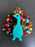 Marie-Christine PAVONE Galalith Peacock Brooch, Handmade Turquoise & Multicolor Animal Brooch Pin, Rare Collectible French Designer Gift Pin