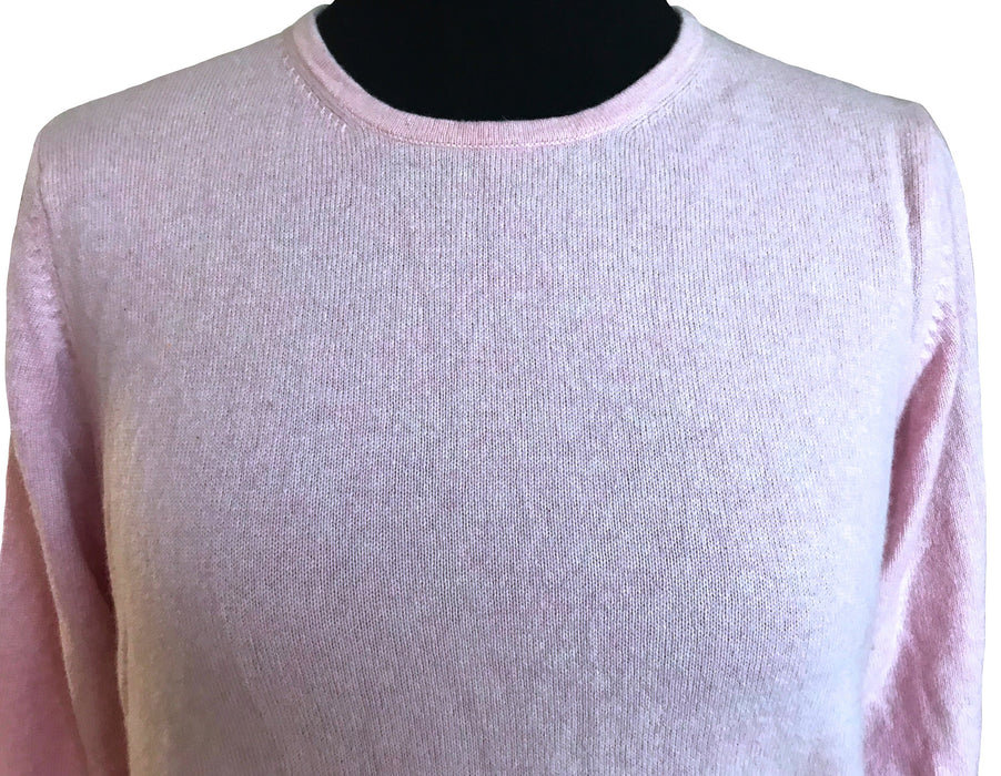 100% Luxury Scottish Cashmere Baby Pink Sweater Pullover, Crew Neck Jumper, LOCHMERE Made in Scotland Casual Street Style Office Wear sz M-L