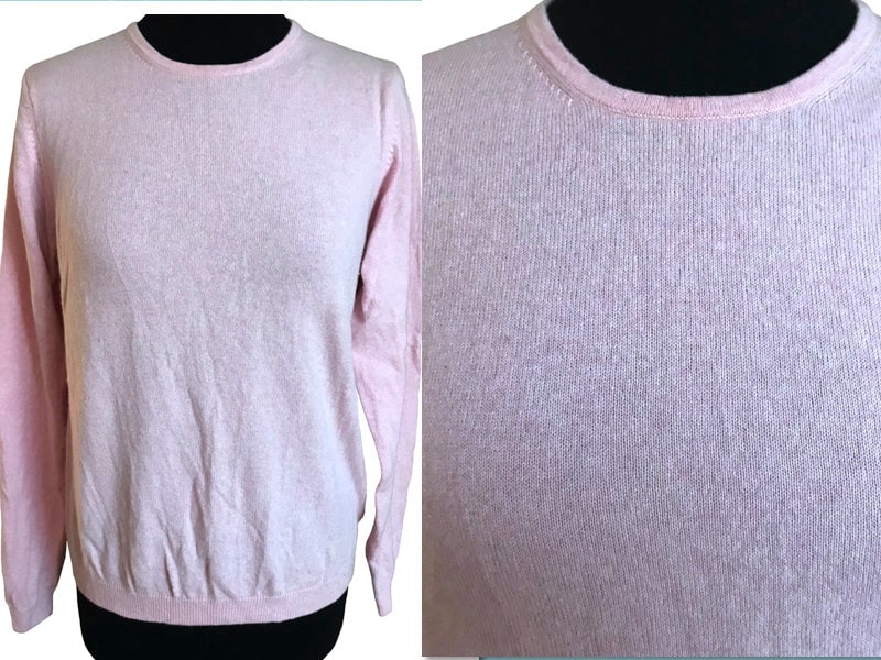 100% Luxury Scottish Cashmere Baby Pink Sweater Pullover, Crew Neck Jumper, LOCHMERE Made in Scotland Casual Street Style Office Wear sz M-L