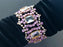 Art Deco Style WIDE Crystal Glass Bracelet, Old Czech Wedding Dazzling Lilac Stones Link Bracelet, Bridal Evening Party Panel Gift Bracelet