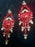 Art Deco Old Czech Red Dragons Egg Glass Earrings, Xmas Prom Dangle Drop Domed Cabochon Rhinestone Chandelier Carnival Gift Puzett Earrings