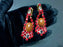 Art Deco Old Czech Crystal Glass Red Dragon's Egg Earrings, Xmas Prom Dangle Teardrop Rhinestone Chandelier Clip Carnival Gift Clip Earrings