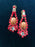 Art Deco Old Czech Crystal Glass Red Dragon's Egg Earrings, Xmas Prom Dangle Teardrop Rhinestone Chandelier Clip Carnival Gift Clip Earrings