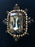 Art Deco Old Czech Color Changer Mirror Glass Brooch, Jet Black & Clear Crystal Rhinestones Handmade Mardi Gras Carnival Xmas Lapel Pin >3"