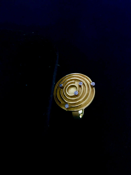Ancient Greek Revival 18k Solid Gold & 5 Diamonds Ring, Fine Jewelry Statement Cocktail Wedding Engagement Museum Quality Xmas Gift Ring
