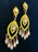 Gypsy Boho Old Czech Crystal Glass Earrings, Lemon Yellow & Clear Dangle Drop Tassel Rhinestone Chandelier Carnival Party Gift Clip Earrings