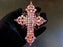 Huge Massive Old Czech Crystal Glass Cross Pendant, Halloween Pink & Purple Faceted Glass Stones Day of The Dead Home Wall Table Decoration