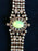 VASELINE URANIUM Glass Art Deco Style Bracelet, Old Czech Wedding Dazzling Link Bracelet, Xmas Bridal Evening Party Panel Rare Gift Bracelet