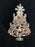 Old Czech Crystal Glass Xmas Tree Brooch, Red & Clear Rhinestones Handmade Christmas Gift Lapel Shawl Scarf Hat Brooch Pin, Stocking Stuffer