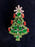 Old Czech Crystal Glass Xmas Tree Brooch, Green Red Clear Rhinestones Handmade Christmas Gift Lapel Shawl Hat Brooch Pin, Stocking Stuffer