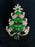 Old Czech Crystal Glass Medium Xmas Tree Brooch, Green Clear Rhinestone Handmade Christmas Gift Lapel Shawl Hat Brooch Pin, Stocking Stuffer