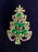 Old Czech Crystal Glass Medium Xmas Tree Brooch, Green Clear Rhinestone Handmade Christmas Gift Lapel Shawl Hat Brooch Pin, Stocking Stuffer