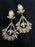 Art Deco Old Czech HUGE 3" Crystal Glass Drop Earrings, Xmas Red & Clear Aurora Borealis Rhinestone Chandelier Party Evening Clip Earrings