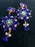 Art Deco Old Czech HUGE >3" Crystal Glass Drop Earrings, Xmas Cobalt Blue Rhinestones Handmade Dangle Carnival Party Evening Clip Earrings