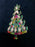 Art Deco Old Czech Crystal Glass HUGE 3.5" Xmas Tree Brooch, Green & Rainbow Rhinestones Handmade Christmas Gift Big Lapel Scarf Brooch Pin