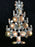 Old Czech Crystal Glass HUGE ≈4" Xmas Tree Brooch, Purple Green & Dazzling Clear Rhinestones Handmade Christmas Gift Big Lapel Brooch Pin