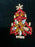 Old Czech Crystal Glass HUGE >3" Xmas Tree Brooch, Ruby Red & Aurora Borealis Rhinestones Handmade Christmas Gift Big Lapel Scarf Brooch Pin